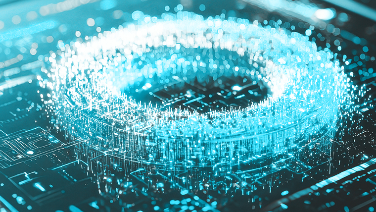 Abstract illustration of binary numbers forming a circle